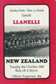 Llanelli v New Zealand 1980 rugby  Programmes